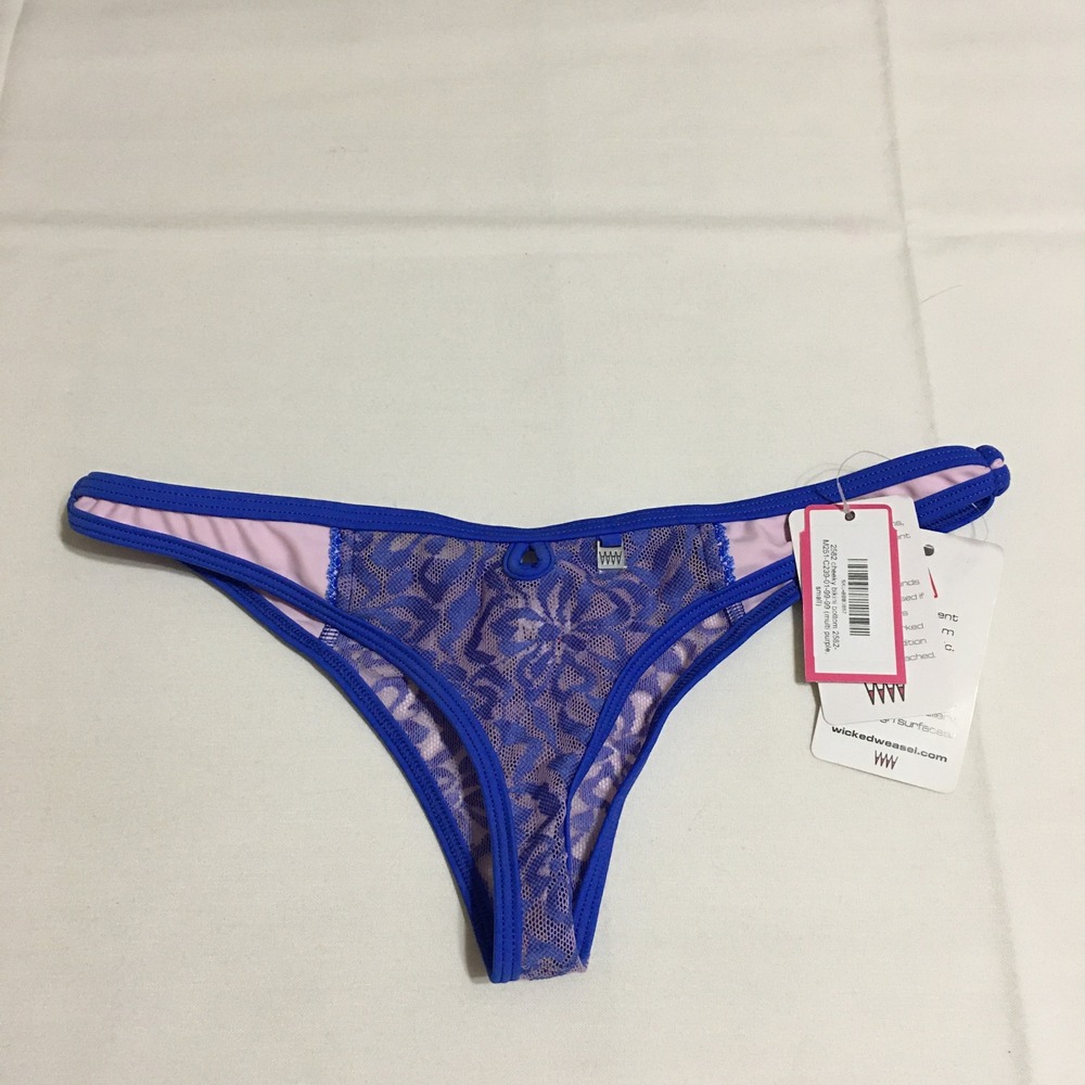 Wicked Weasel Cheeky Bikini Bottom Women Small Multi Purple Lace NWT